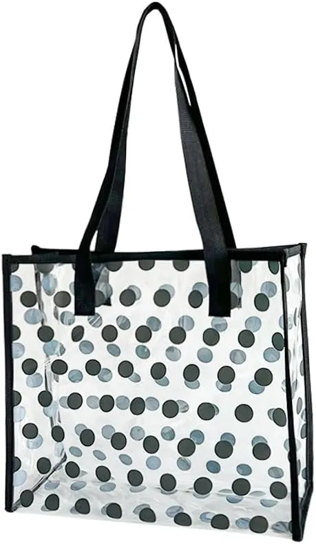 Polka dot Women Waterproof PVC Clear Tote Bags Shoulder Handbag Beach Bag Shopping Work Bag