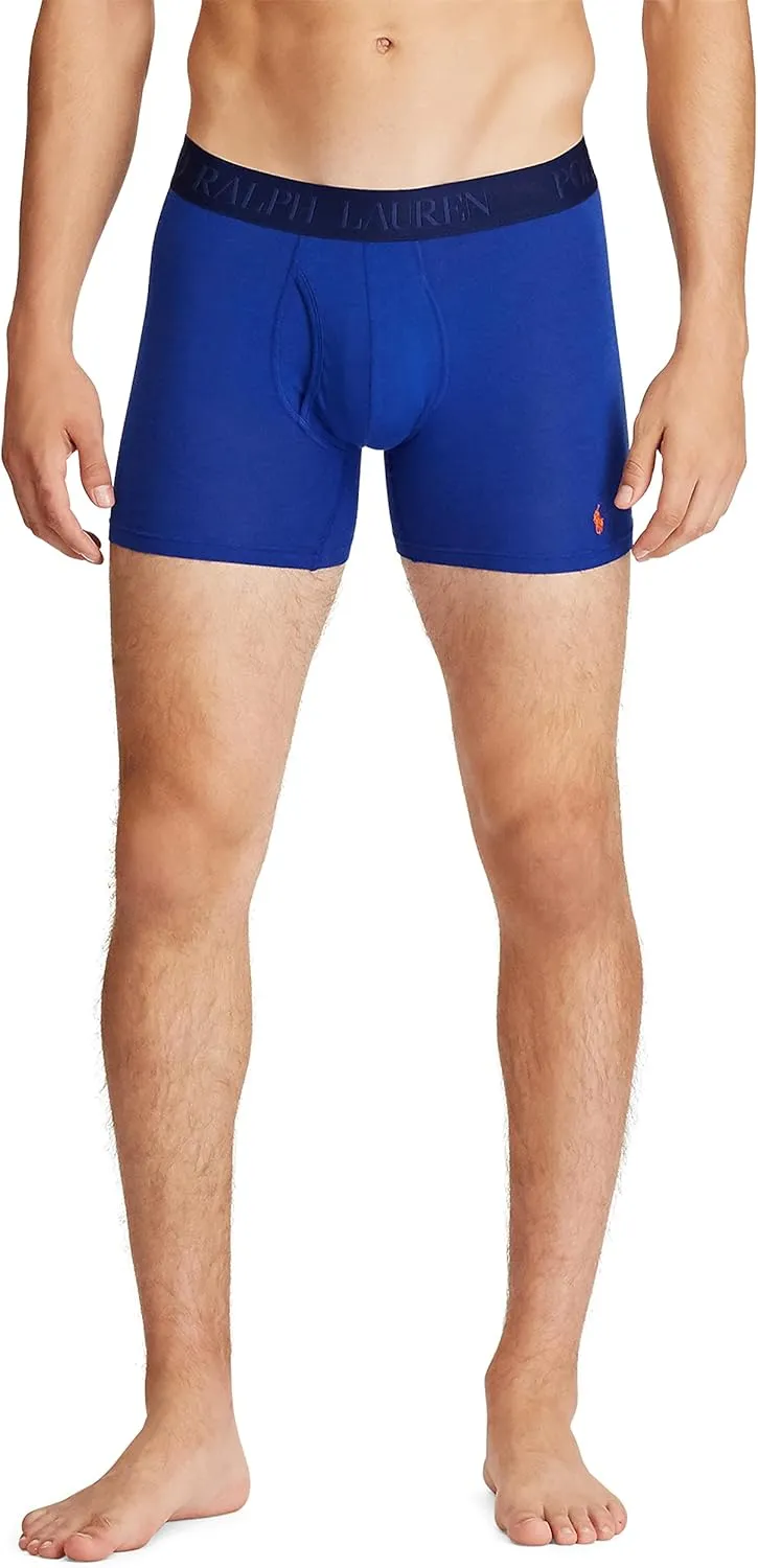 POLO Men's 4d Flex Cotton Modal Stretch Boxer Briefs 3-Pack
