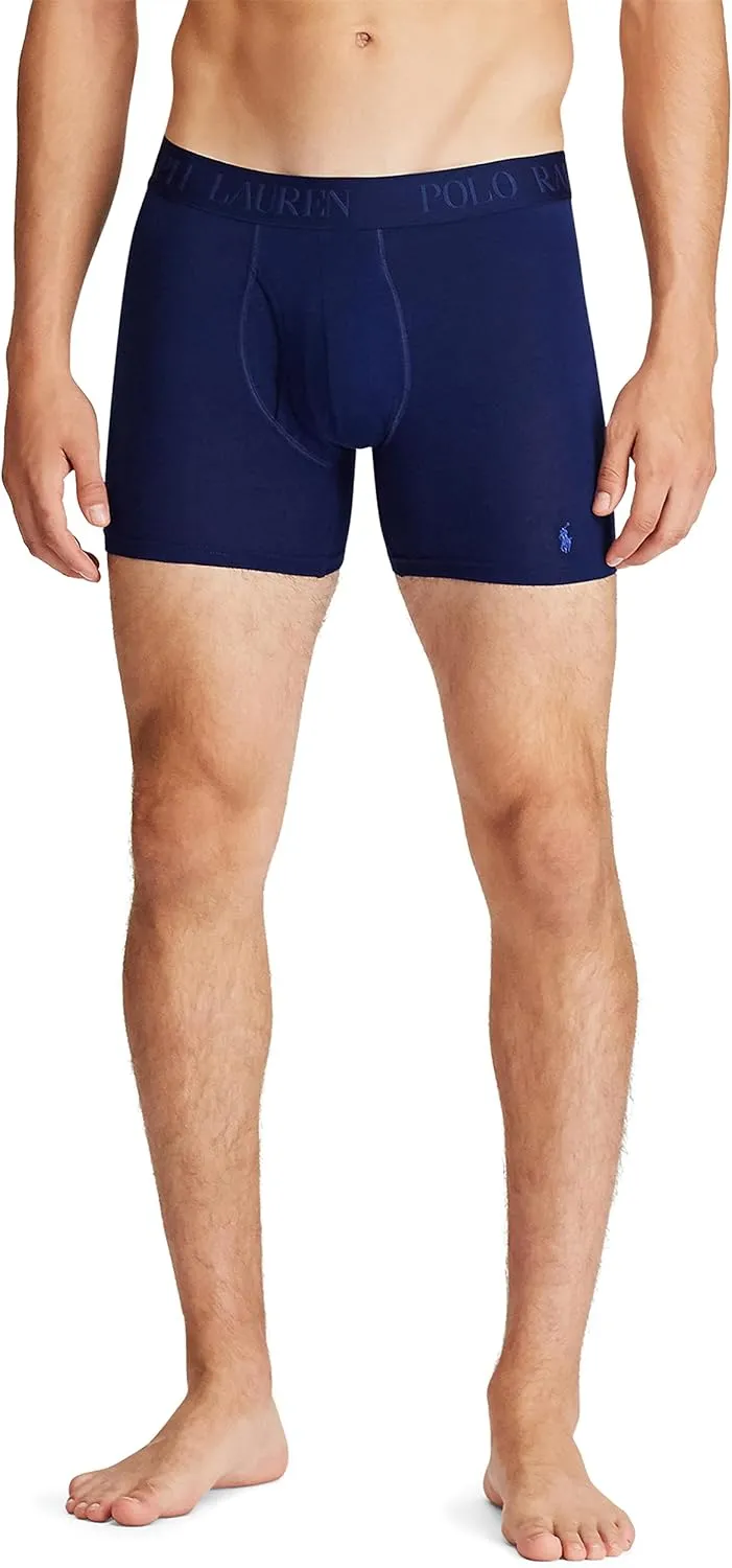 POLO Men's 4d Flex Cotton Modal Stretch Boxer Briefs 3-Pack