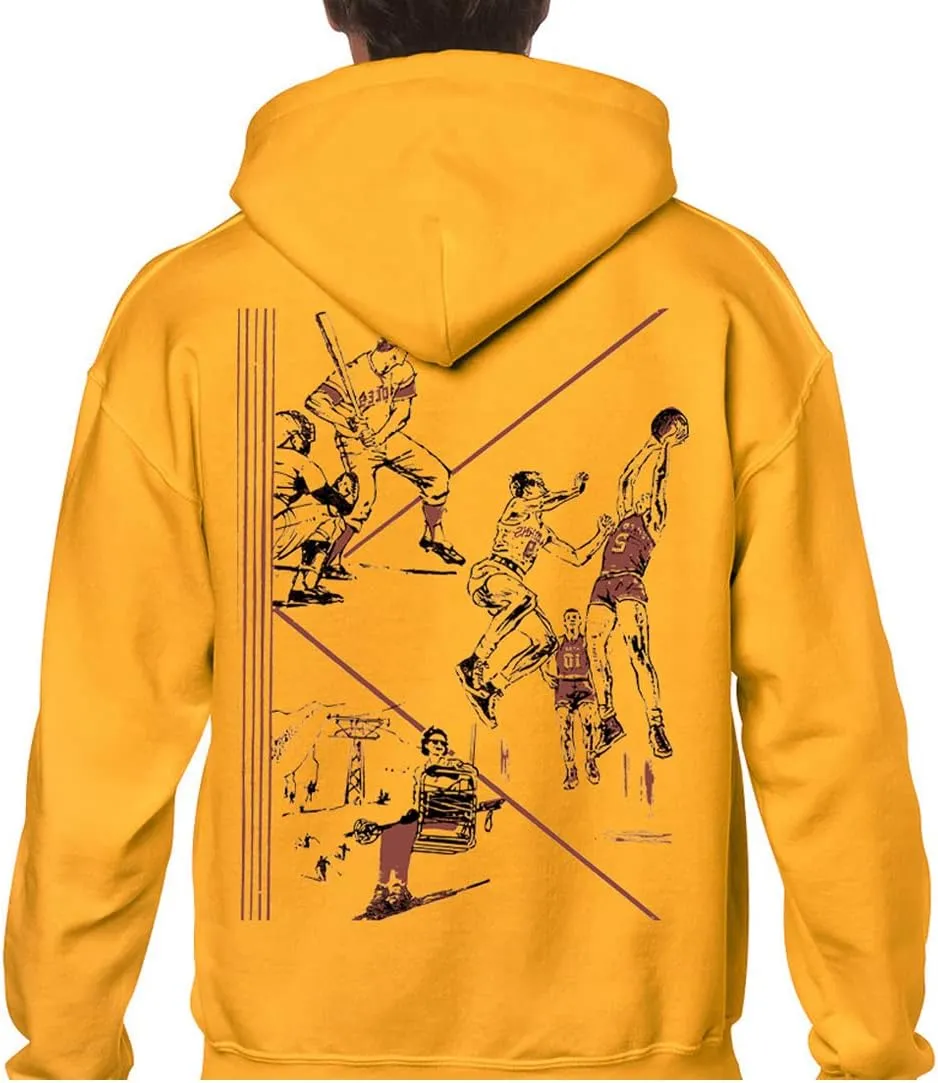 Pop-Culture Retro Vintage Folder GOLD 70's-80s Nostalgia Front and Back Graphics Mens Fleece Hoodie
