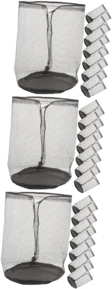 POPETPOP 3sets Mesh Cone Bags Drawstring Shoulder Strap for Soccer Cones Fitness 8pcs*3