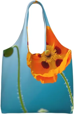 Poppy Flowers Vivid Petals Print Ladies' Single Shoulder Canvas Handbag,Sturdy Cotton Handbag With Patterned Shoulder Bag