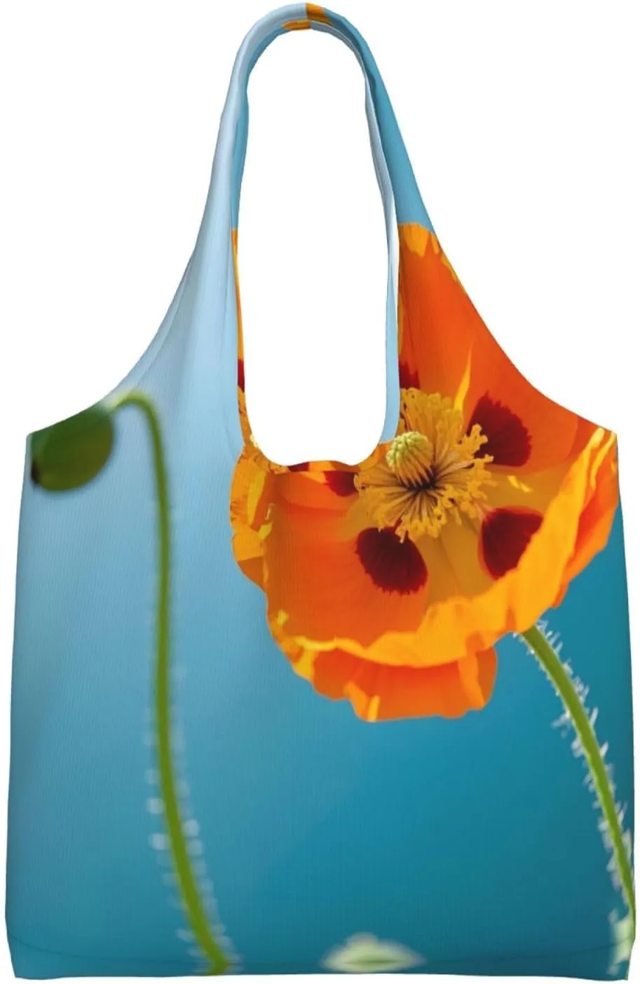 Poppy Flowers Vivid Petals Print Ladies' Single Shoulder Canvas Handbag,Sturdy Cotton Handbag With Patterned Shoulder Bag