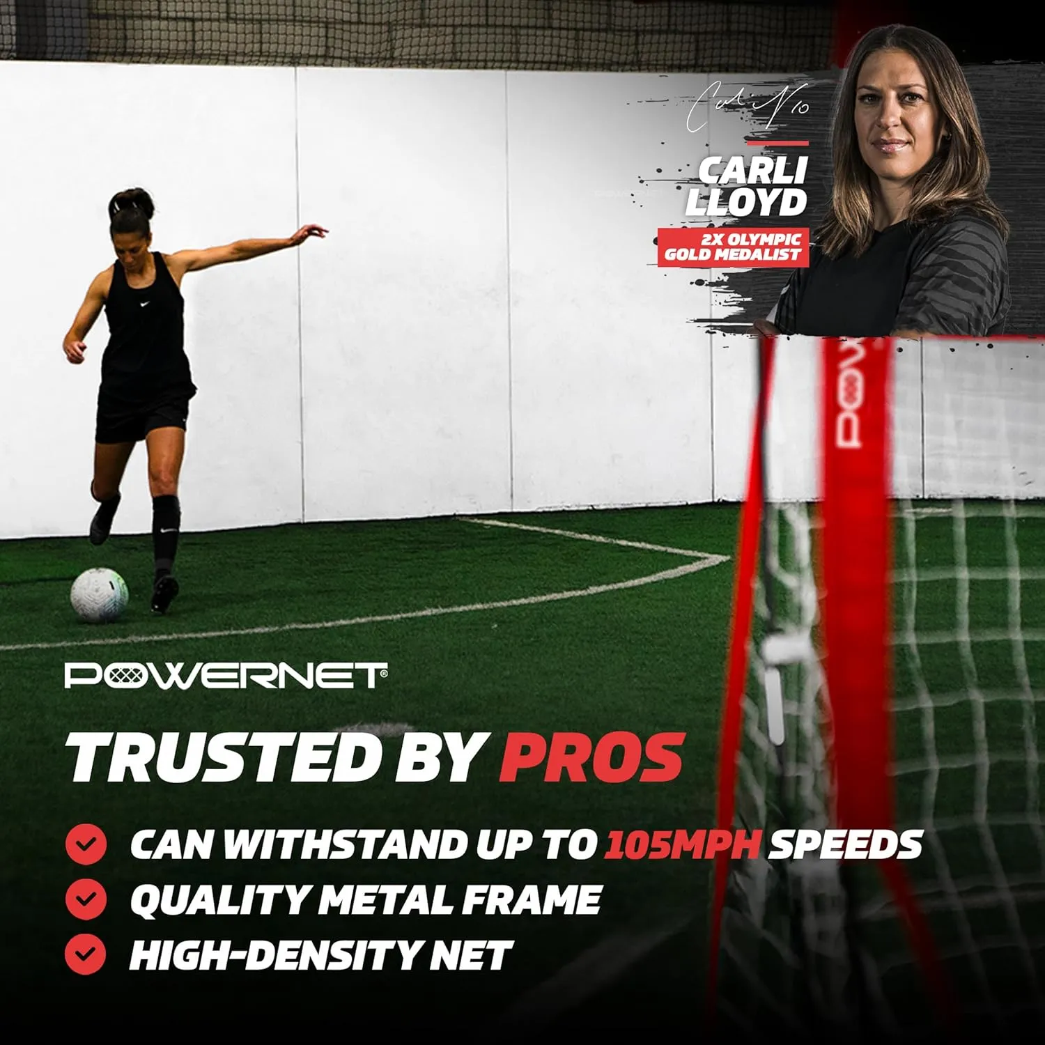 PowerNet Portable Soccer Goal, Collapsible Soccer Net with Fiberglass Poles, Pop Up Soccer Training Equipment, 1 Goal & Zipper Storage Bag (Various Sizes)