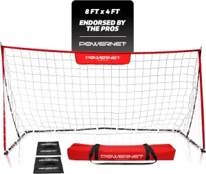 PowerNet Portable Soccer Goal, Collapsible Soccer Net with Fiberglass Poles, Pop Up Soccer Training Equipment, 1 Goal & Zipper Storage Bag (Various Sizes)