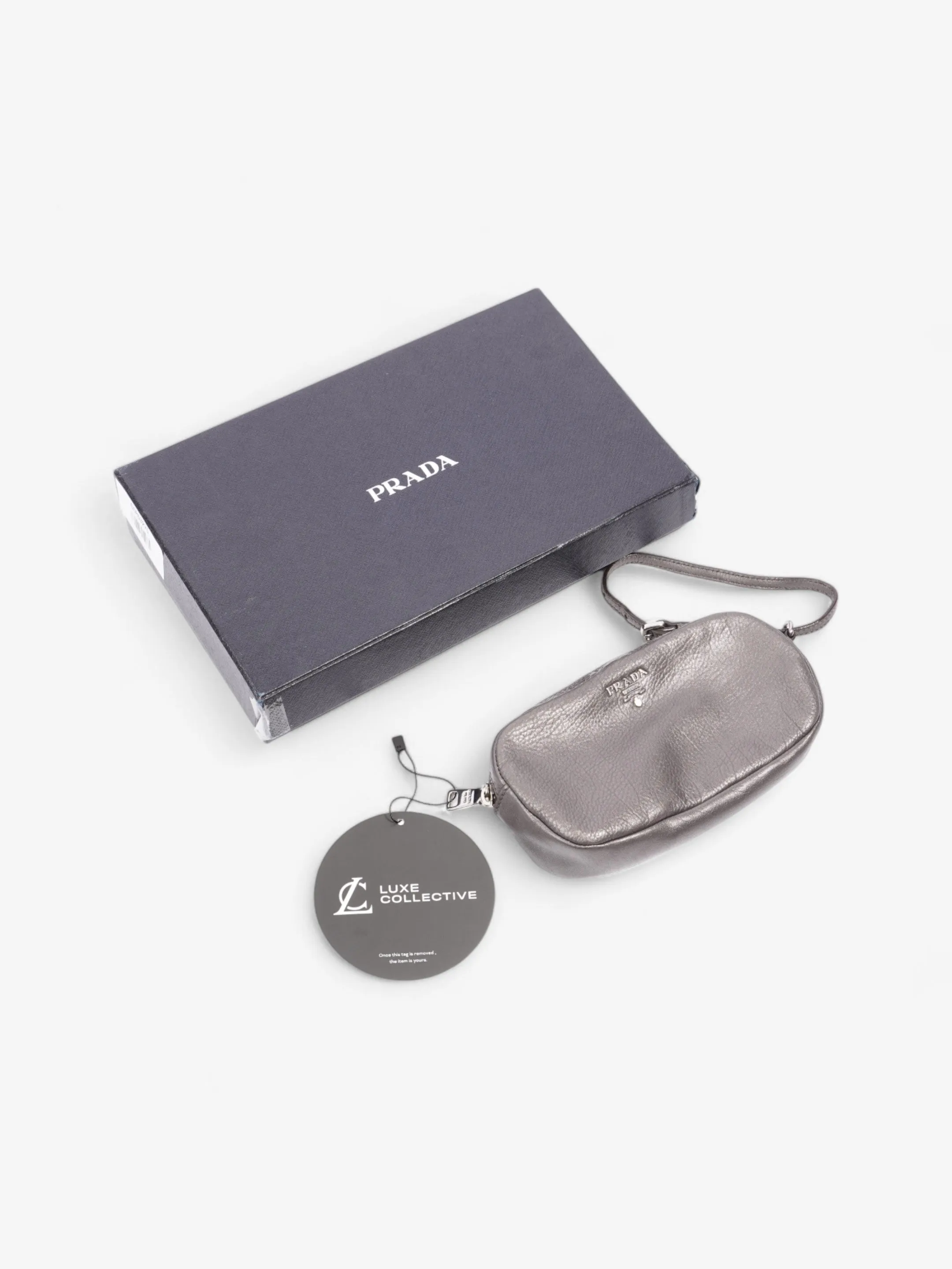 Prada Wristlet Metallic Leather