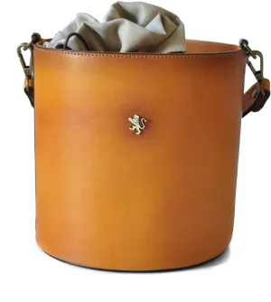 Pratesi Leather, Leather Bag for Women Cross-Body Bag Secchiello in cow leather - Bruce Cognac