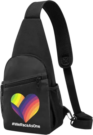Pride We Race as One Chest Pack Leisure Shoulder Crossbody Chest Bag, Black