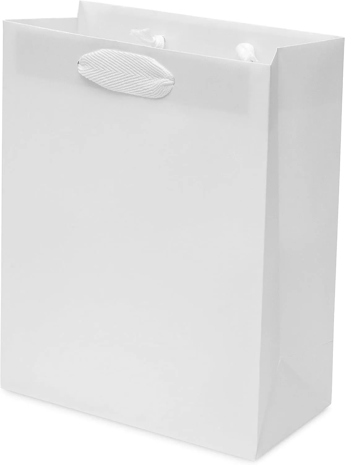Prime Line Packaging Small White Gift Bags with Handles, Matte Christmas Tote, Shopping, Retail, Wedding, Welcome, Christening, Bulk, 8x4x10, 25 Pack