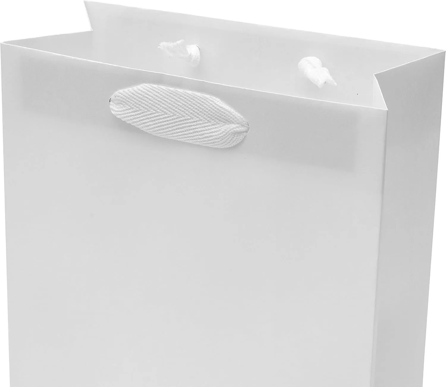 Prime Line Packaging Small White Gift Bags with Handles, Matte Christmas Tote, Shopping, Retail, Wedding, Welcome, Christening, Bulk, 8x4x10, 25 Pack