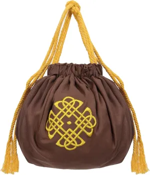 PROCOS Medieval Drawstring Coin Pouch Waist Pag Cosplay Silk Purse with Tassels (Brown)