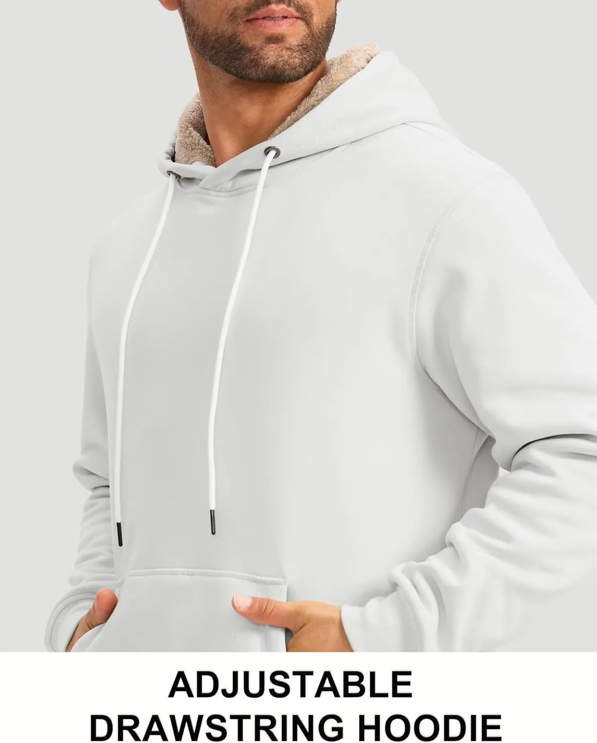 Pudolla Men's Sherpa Hoodie Pullover Winter Thick Warm Fleece Lined Hoodies Athletic Sweatshirts with Kangaroo Pouch Pocket