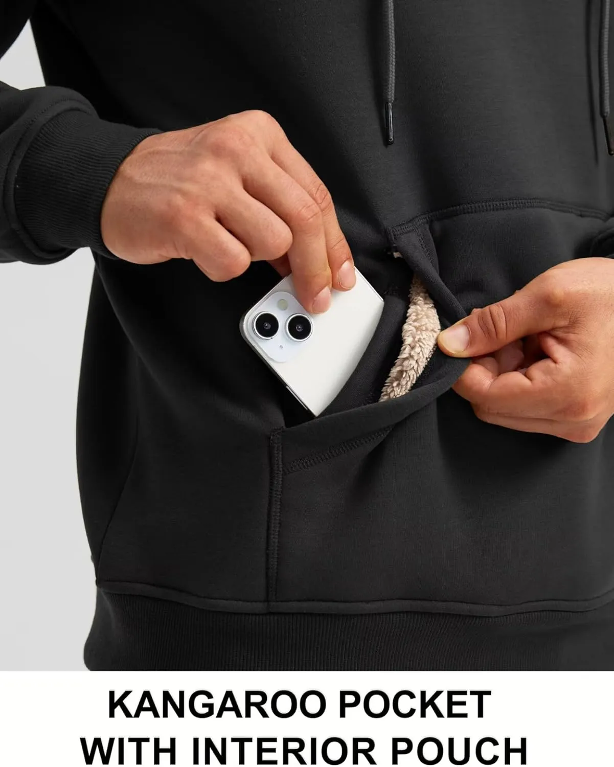 Pudolla Men's Sherpa Hoodie Pullover Winter Thick Warm Fleece Lined Hoodies Athletic Sweatshirts with Kangaroo Pouch Pocket