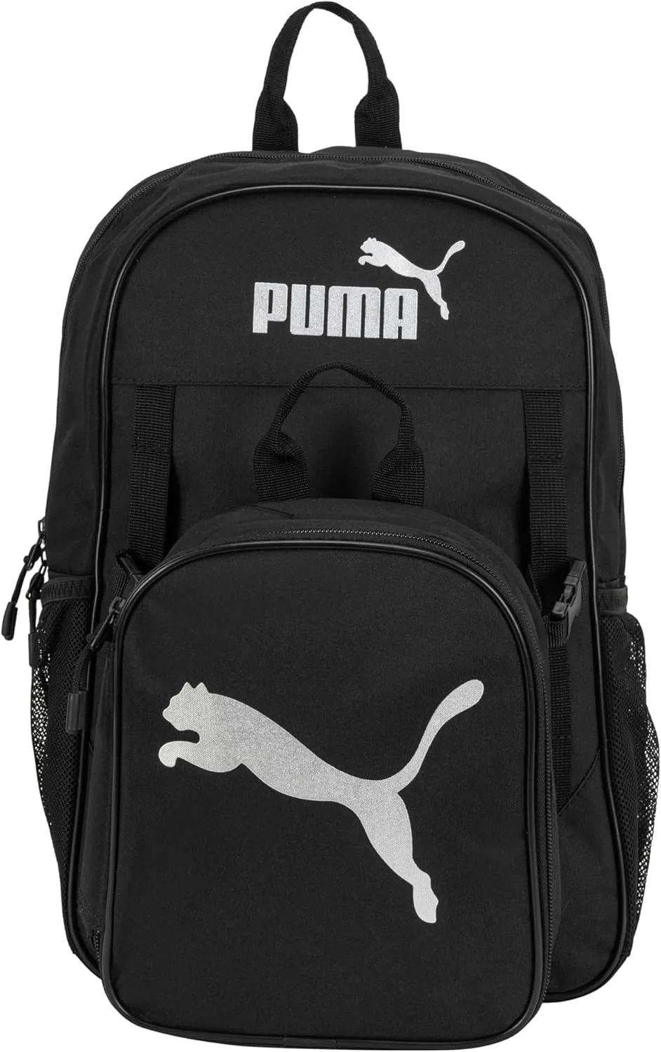 PUMA Unisex Kid's Colony Lunch Kit & Backpack Combo, Black/Metallic Silver, Medium