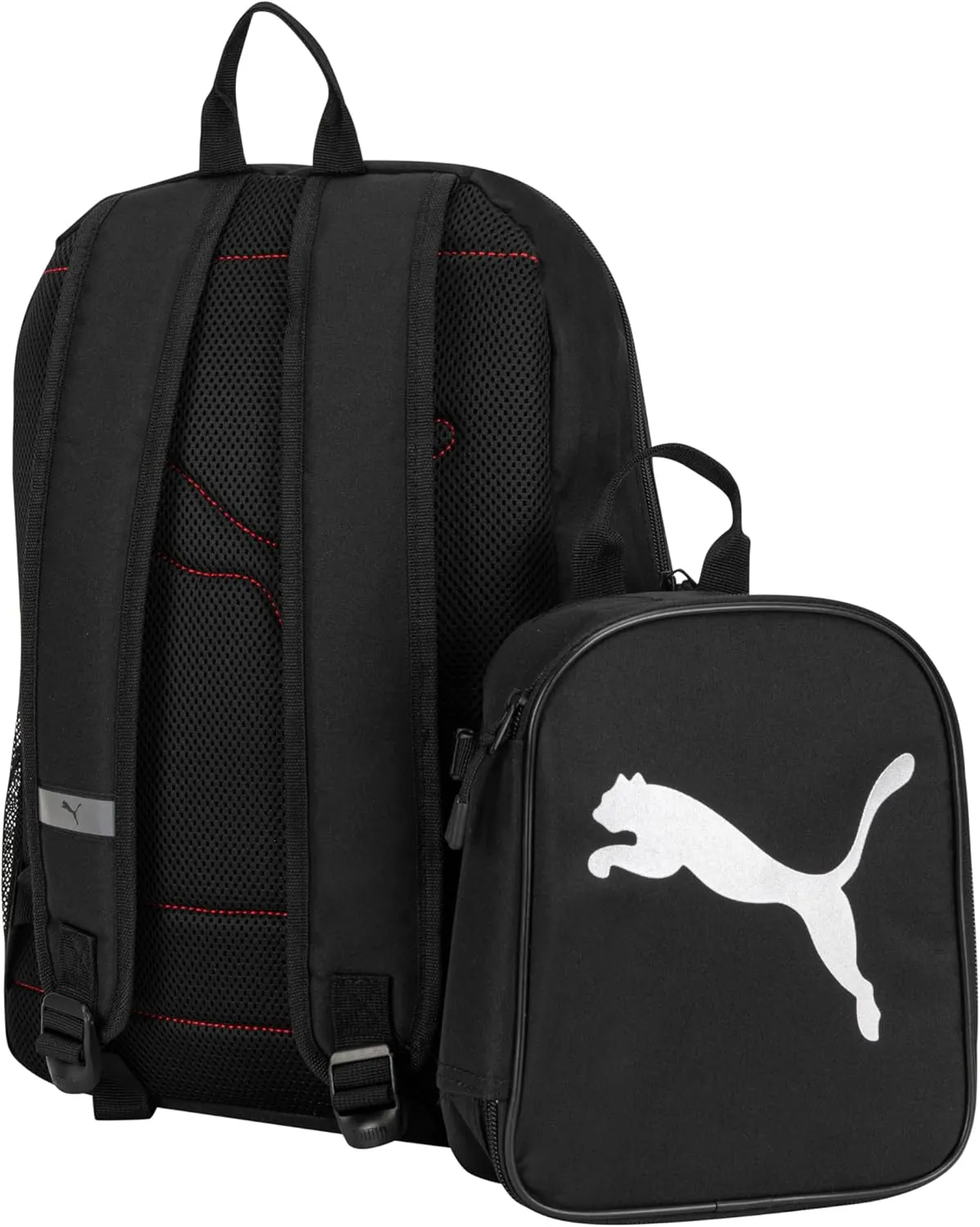 PUMA Unisex Kid's Colony Lunch Kit & Backpack Combo, Black/Metallic Silver, Medium