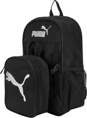 PUMA Unisex Kid's Colony Lunch Kit & Backpack Combo, Black/Metallic Silver, Medium