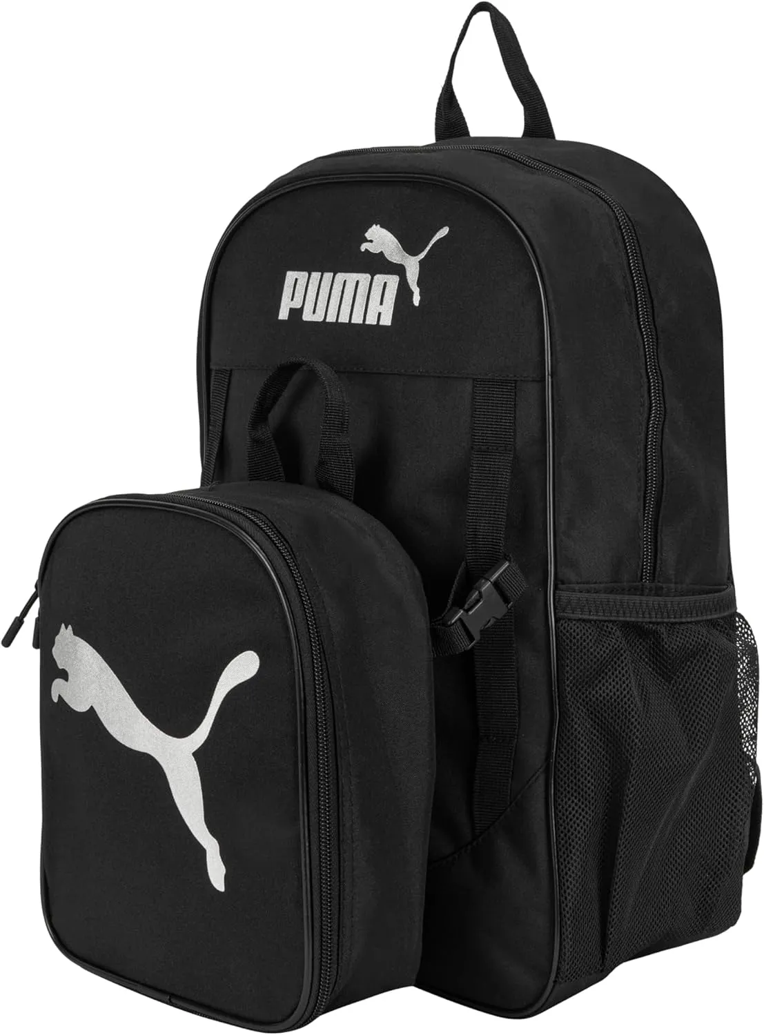 PUMA Unisex Kid's Colony Lunch Kit & Backpack Combo, Black/Metallic Silver, Medium