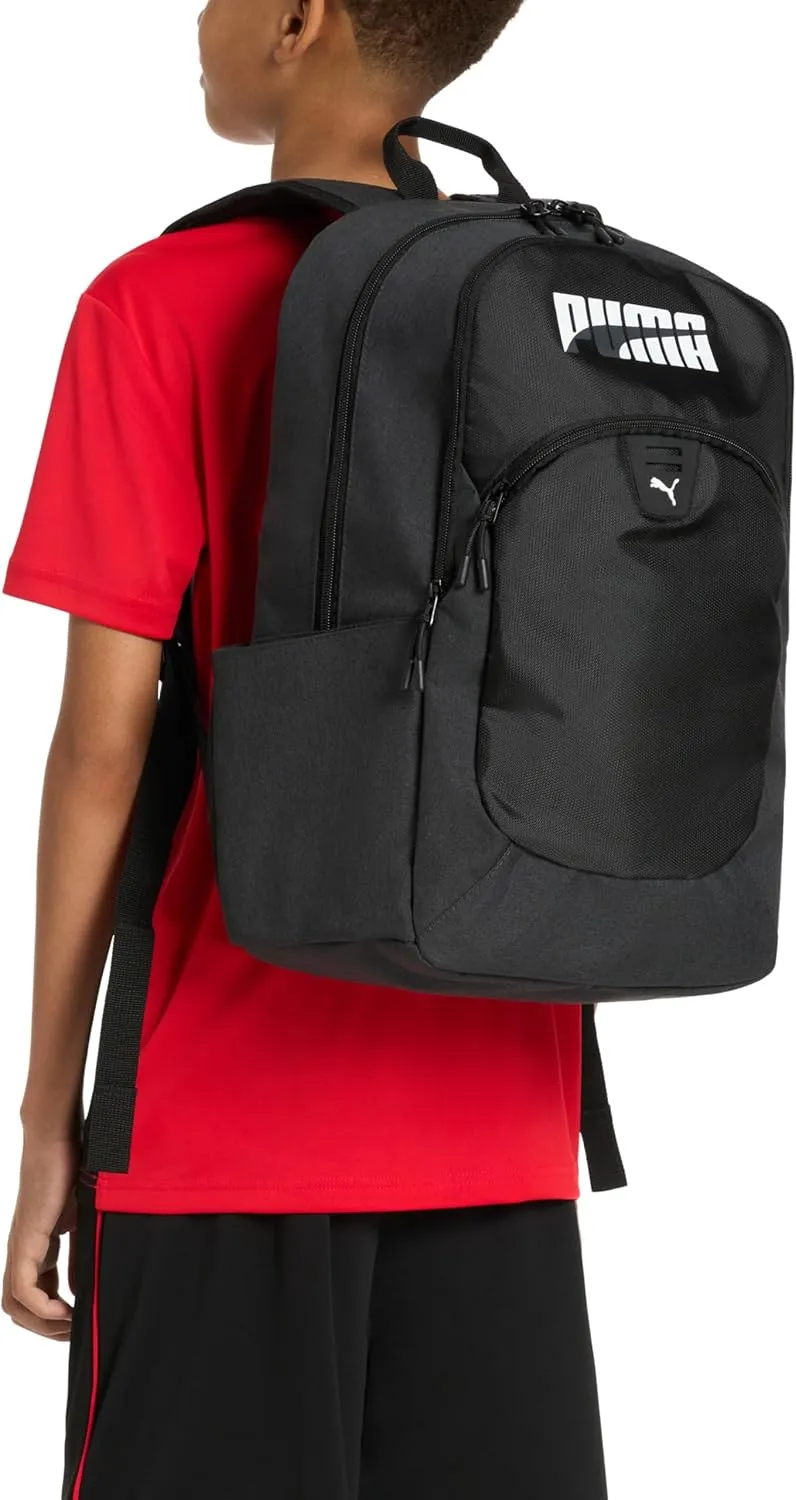PUMA Unisex Kid's Rally Backpack, Black/Metallic Silver, Large