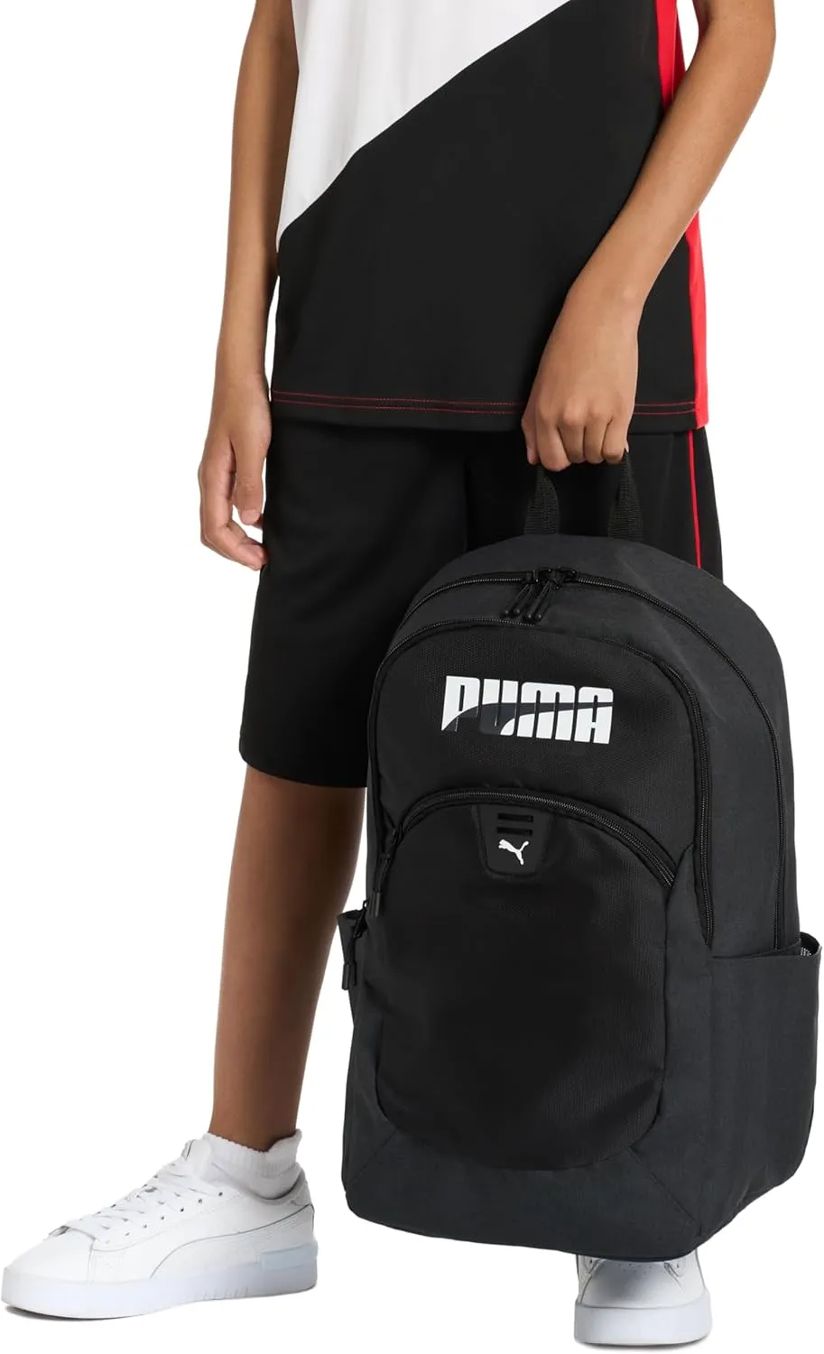 PUMA Unisex Kid's Rally Backpack, Black/Metallic Silver, Large