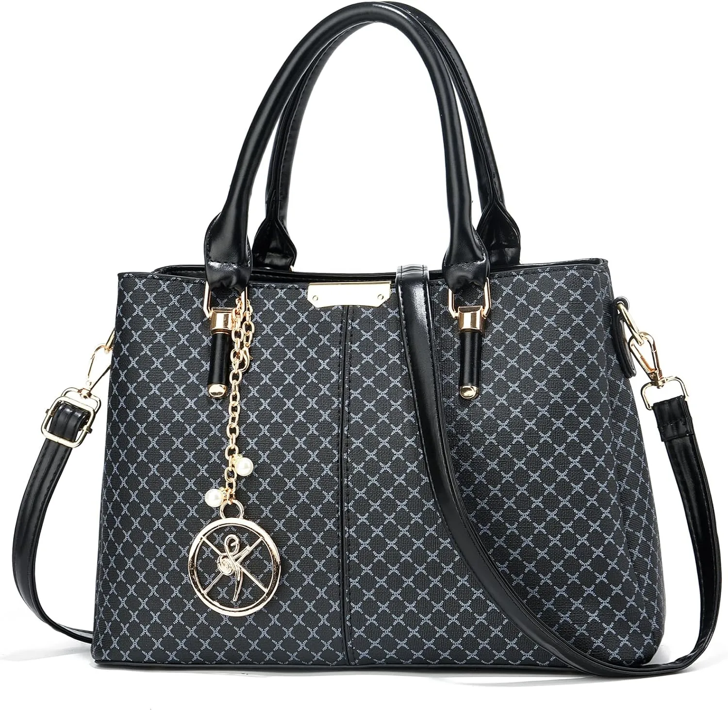 Purse and Handbags for Women, 3 Zip Compartments Tote Bag Designer Shoulder Purse Top Handle Satchel Bags