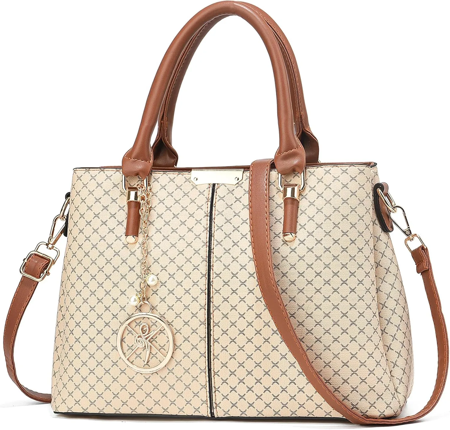 Purse and Handbags for Women, 3 Zip Compartments Tote Bag Designer Shoulder Purse Top Handle Satchel Bags