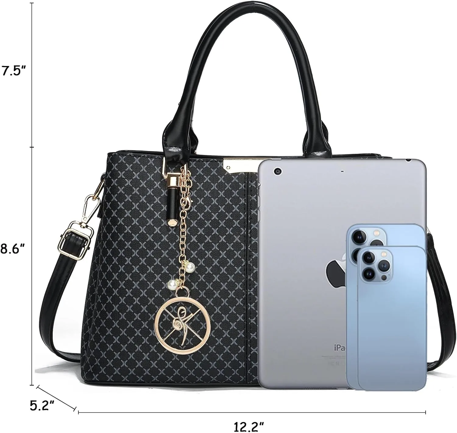 Purse and Handbags for Women, 3 Zip Compartments Tote Bag Designer Shoulder Purse Top Handle Satchel Bags