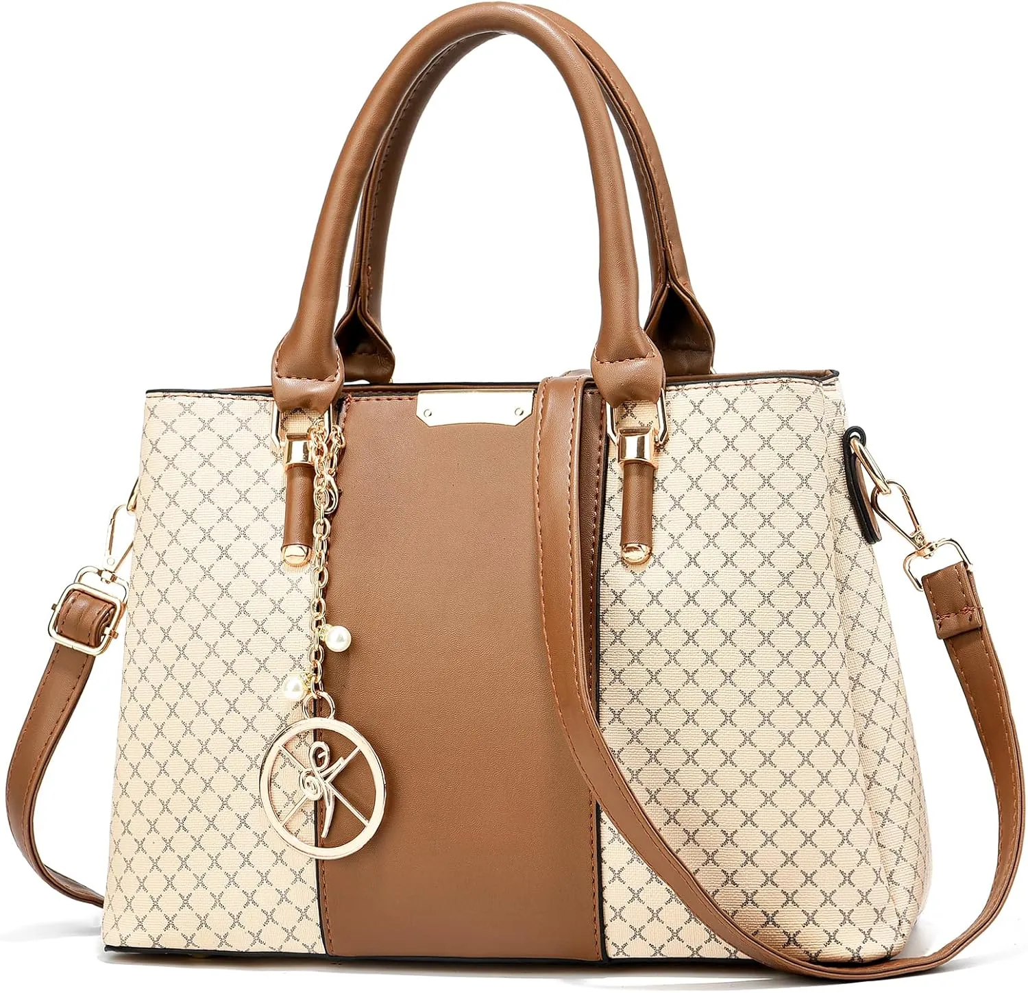 Purse and Handbags for Women, 3 Zip Compartments Tote Bag Designer Shoulder Purse Top Handle Satchel Bags