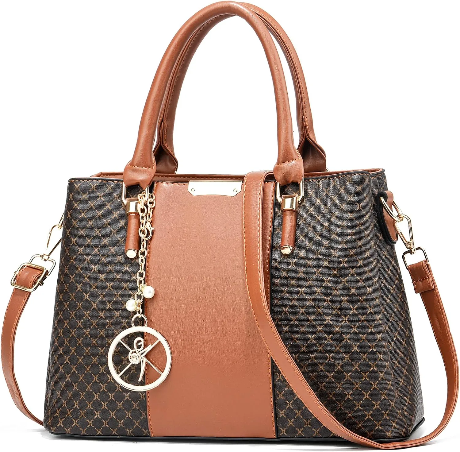 Purse and Handbags for Women, 3 Zip Compartments Tote Bag Designer Shoulder Purse Top Handle Satchel Bags