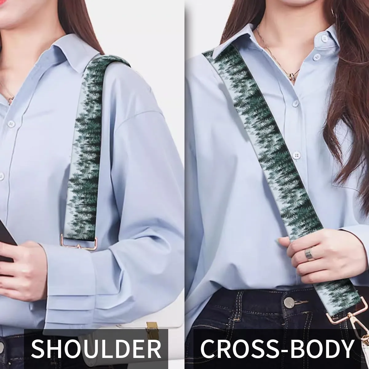 Purse Strap Replacement Crossbody, 3.8cm Wide Shoulder Strap Adjustable Replacement Belt Gold Buckle, Handbag Crossbody Bag Strap Drak Tree Forest