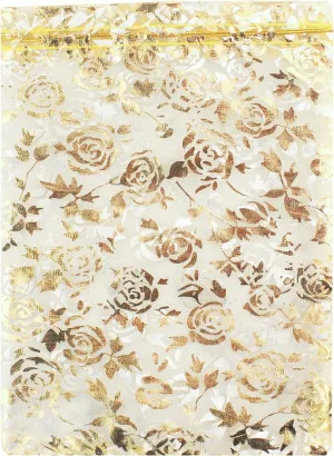 QIANHAILIZZ 100 Pack 7 x 9 Inch Drawstring Flower Heart Bags Organza Jewelry Gift Pouch Candy Pouch Drawstring Wedding Favor Bags (gold flower)