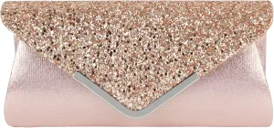 Queena Womens Shiny Glitter Evening Clutch Envelope Handbag Chain Purse for Wedding Party Prom Gift for Mom Wife Girlfriend