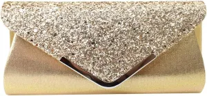 Queena Womens Shiny Glitter Evening Clutch Envelope Handbag Chain Purse for Wedding Party Prom Gift for Mom Wife Girlfriend