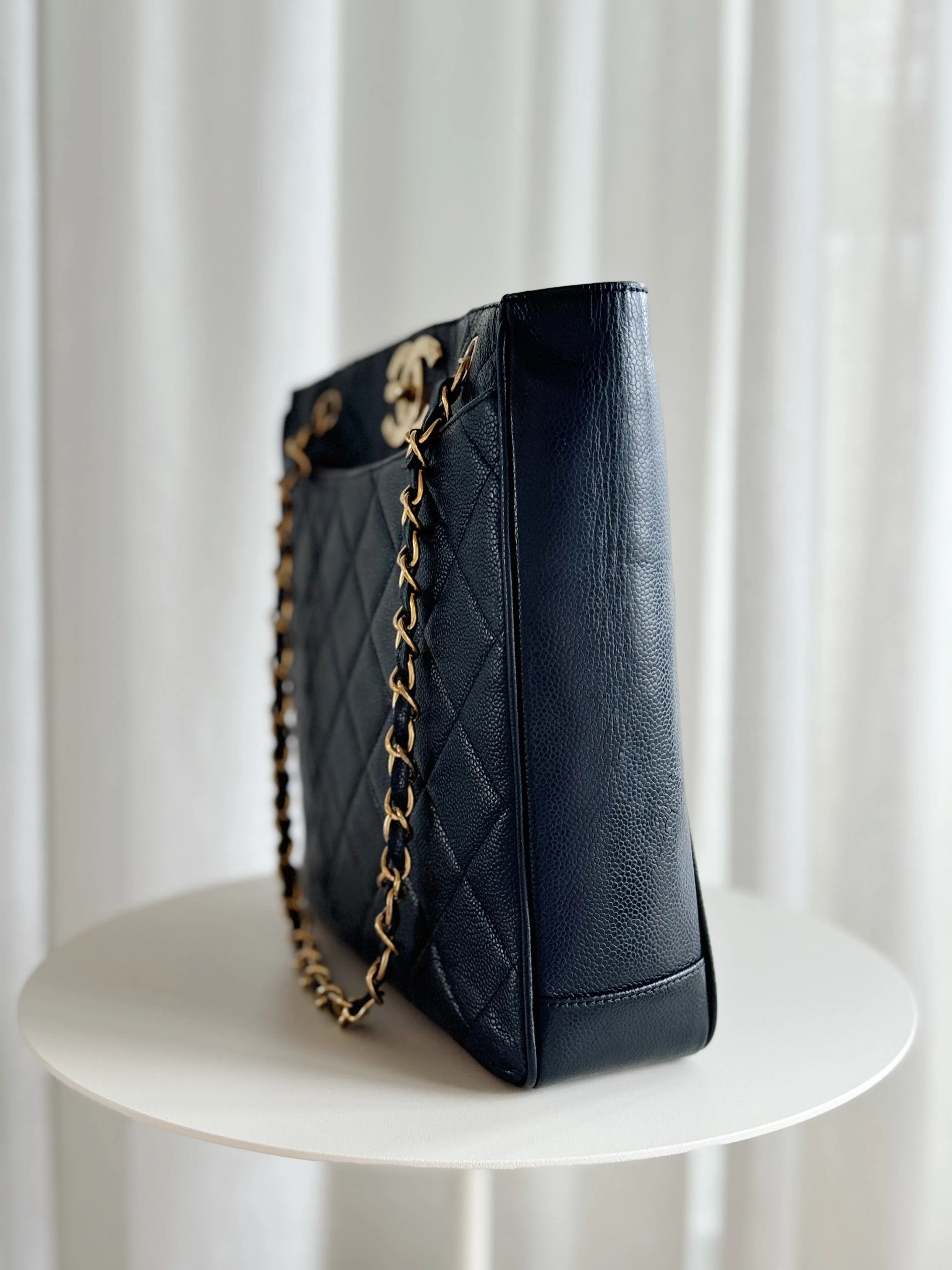 Quilted Caviar Leather Tote Bag