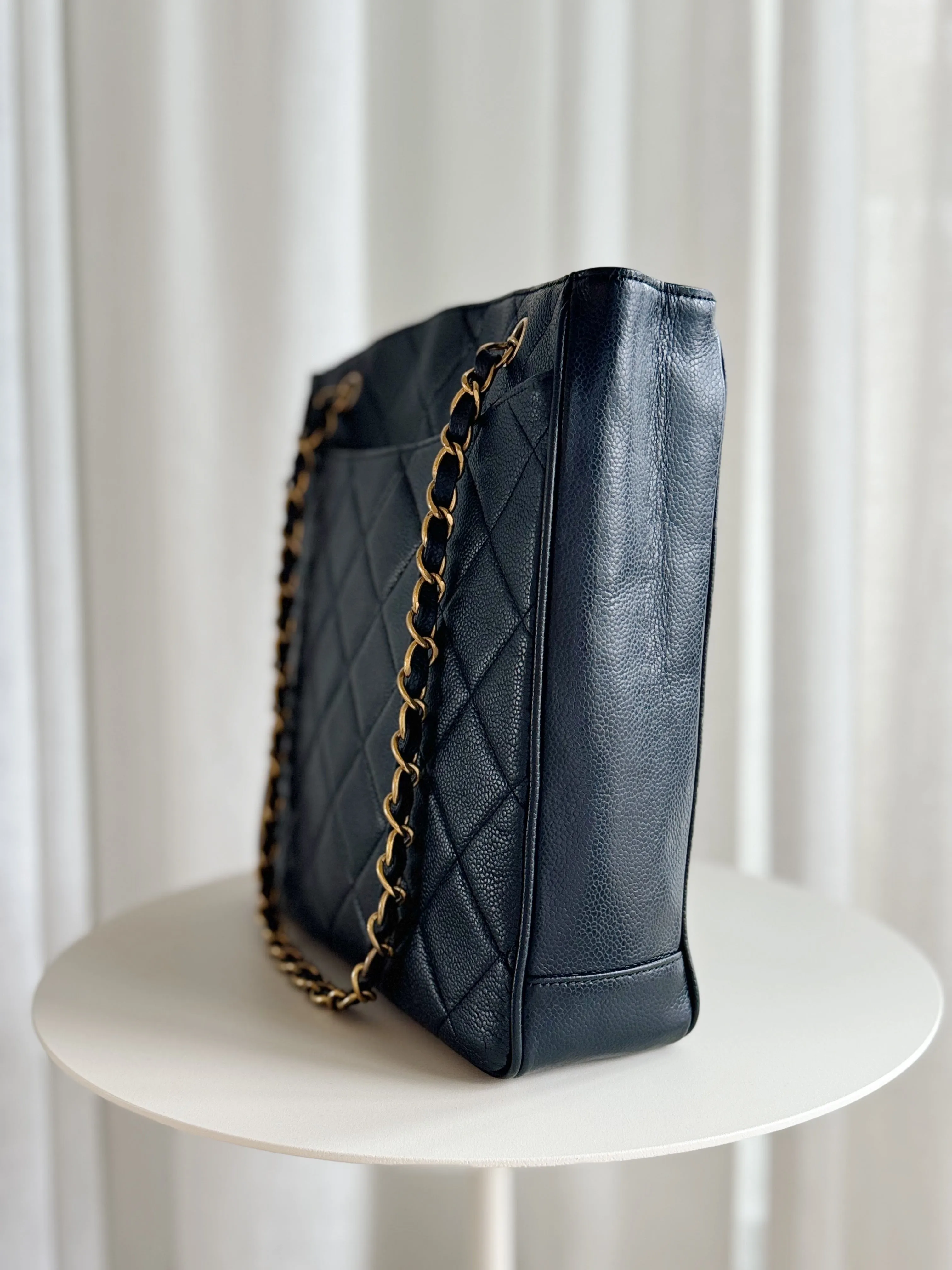 Quilted Caviar Leather Tote Bag
