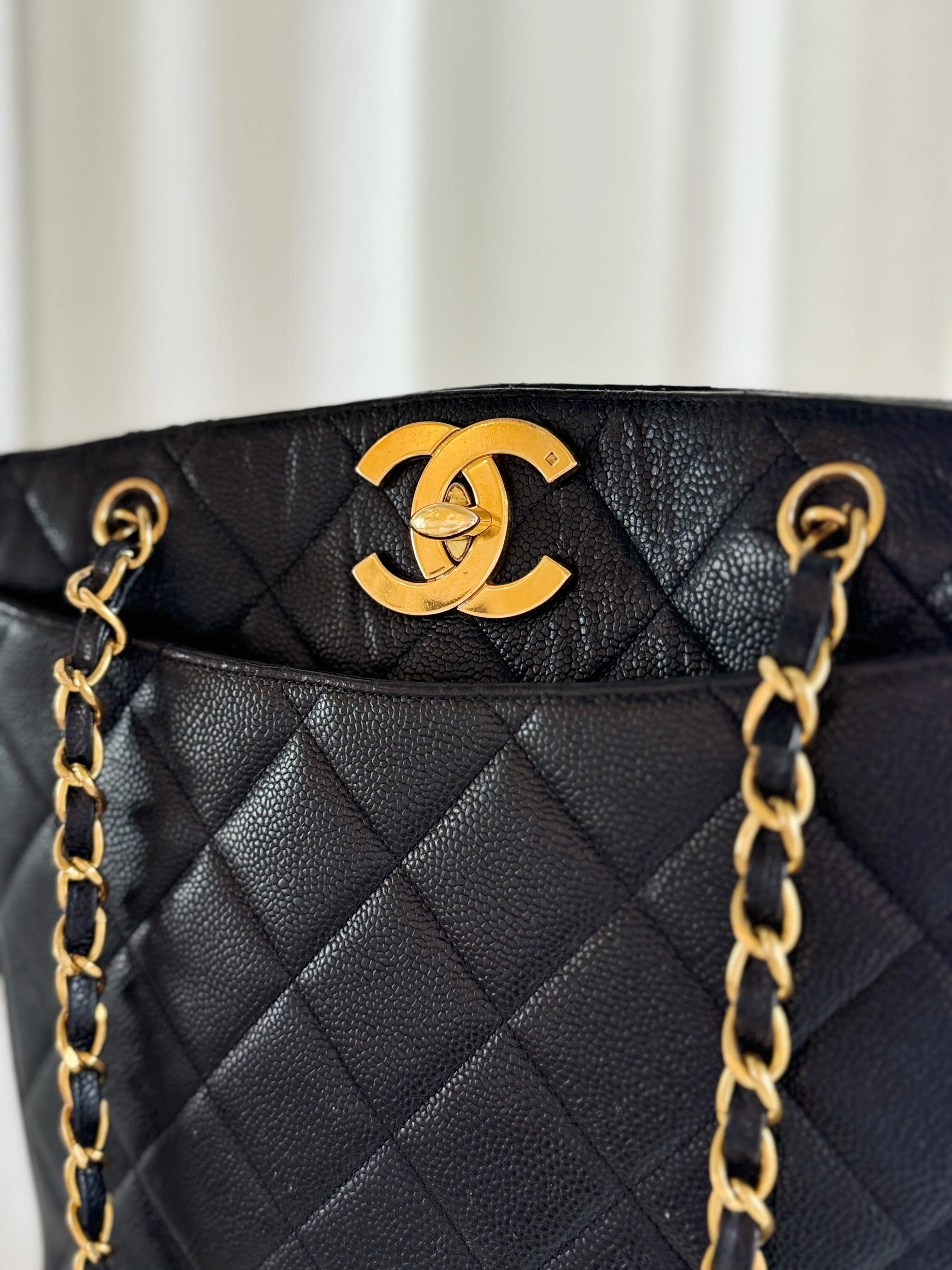 Quilted Caviar Leather Tote Bag