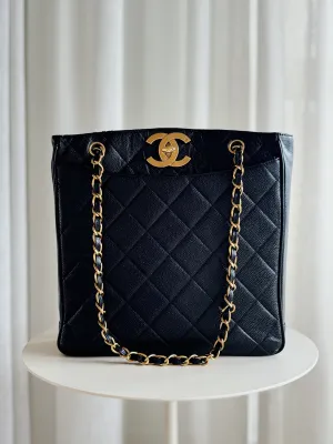 Quilted Caviar Leather Tote Bag