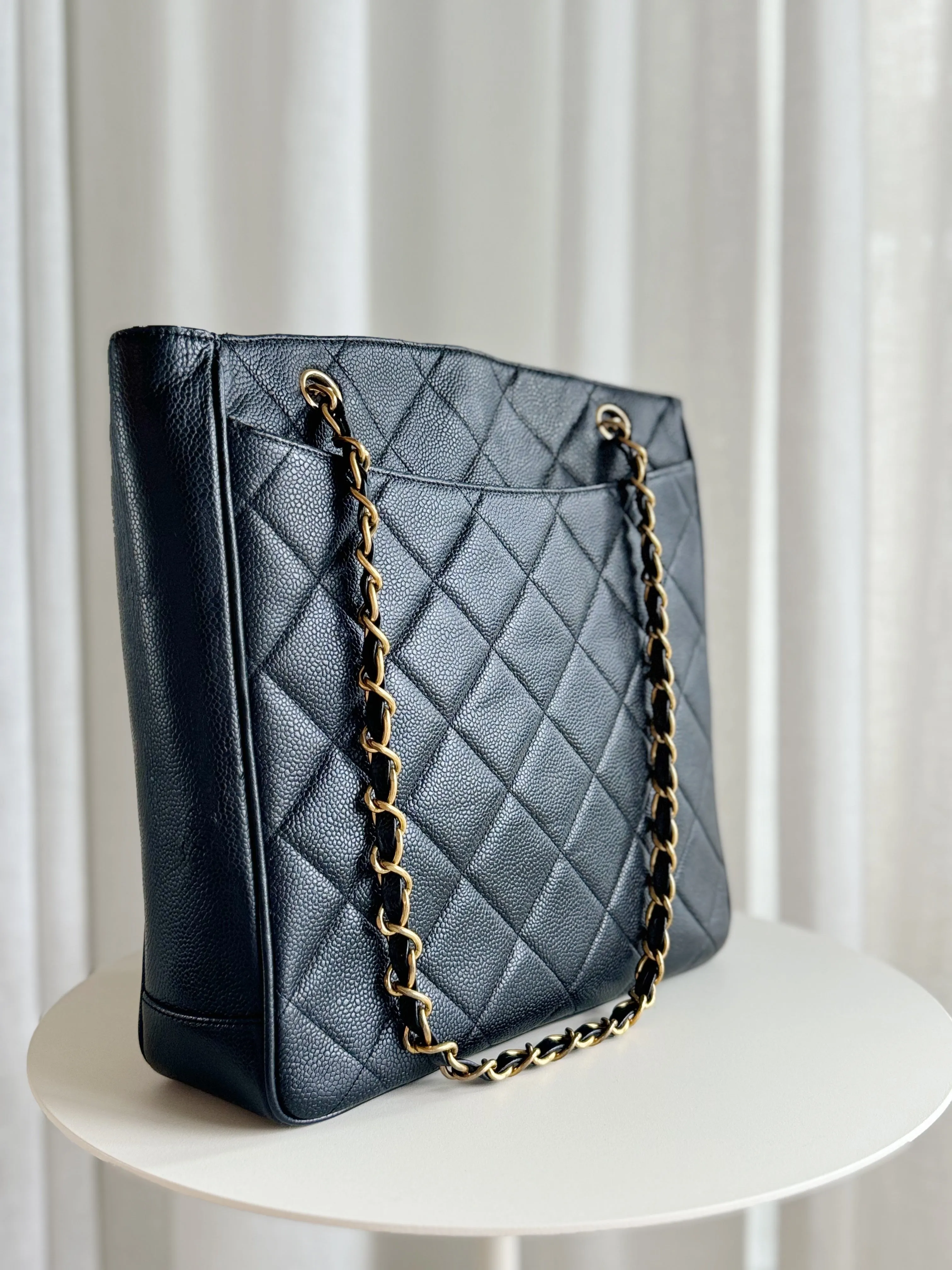 Quilted Caviar Leather Tote Bag