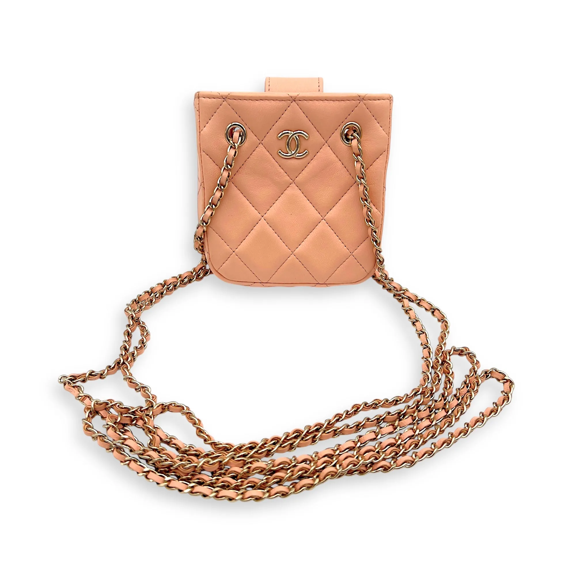 Quilted CC  Mini Crossbody bag in Lambskin, Light Gold Hardware
