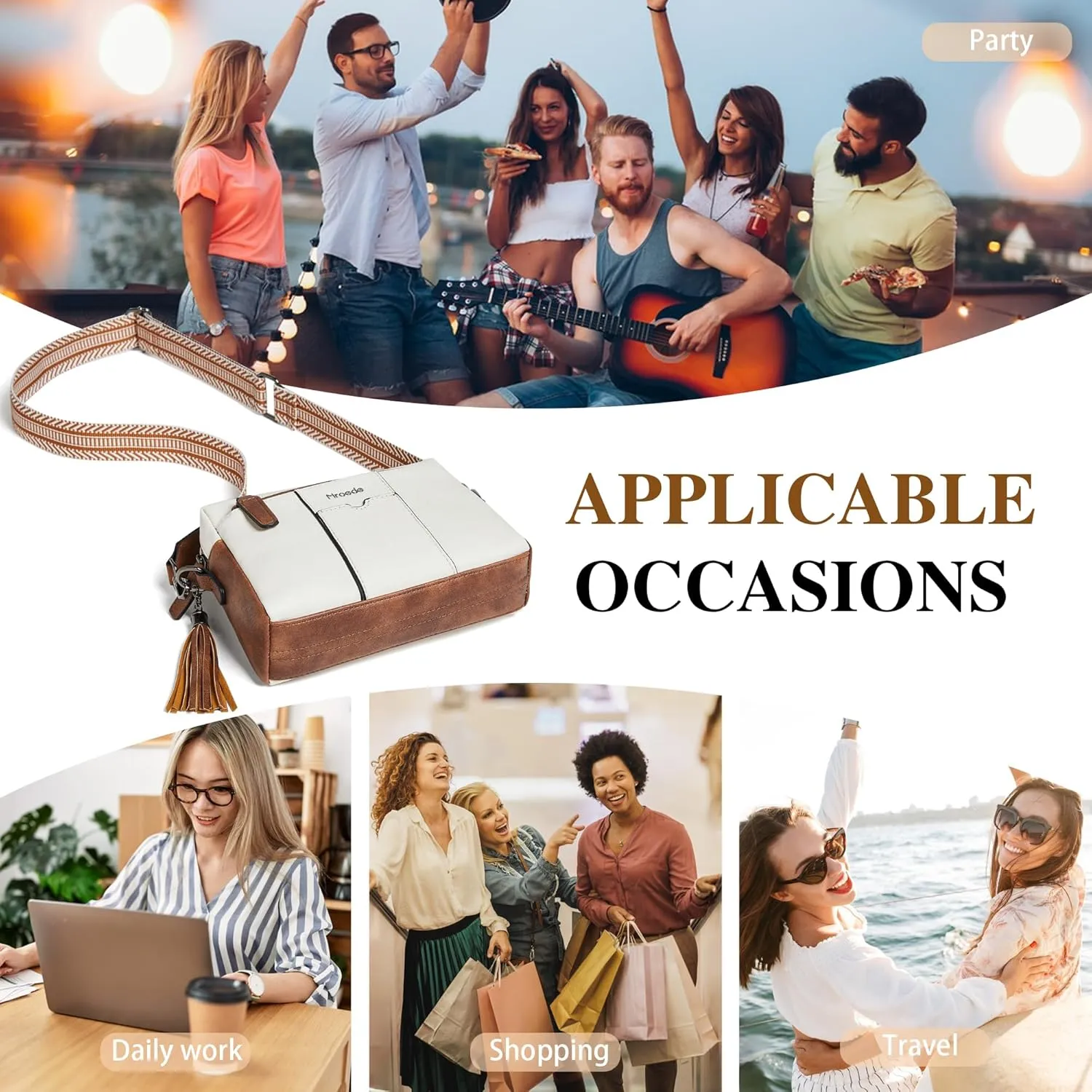 Quilted Crossbody Bags for Women 3-Pockets Crossbody Purses Vegan Leather Shoulder Handbags with Wide Strap
