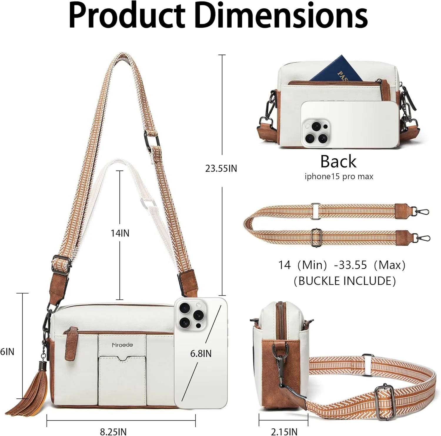 Quilted Crossbody Bags for Women 3-Pockets Crossbody Purses Vegan Leather Shoulder Handbags with Wide Strap