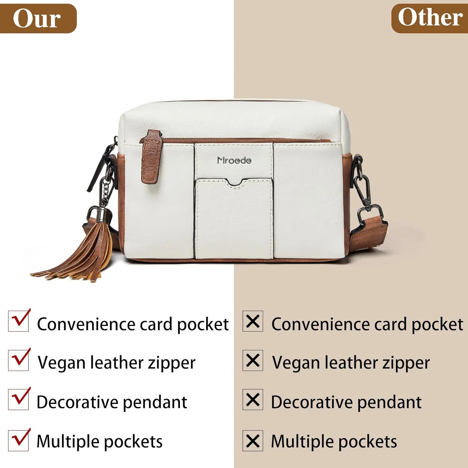 Quilted Crossbody Bags for Women 3-Pockets Crossbody Purses Vegan Leather Shoulder Handbags with Wide Strap