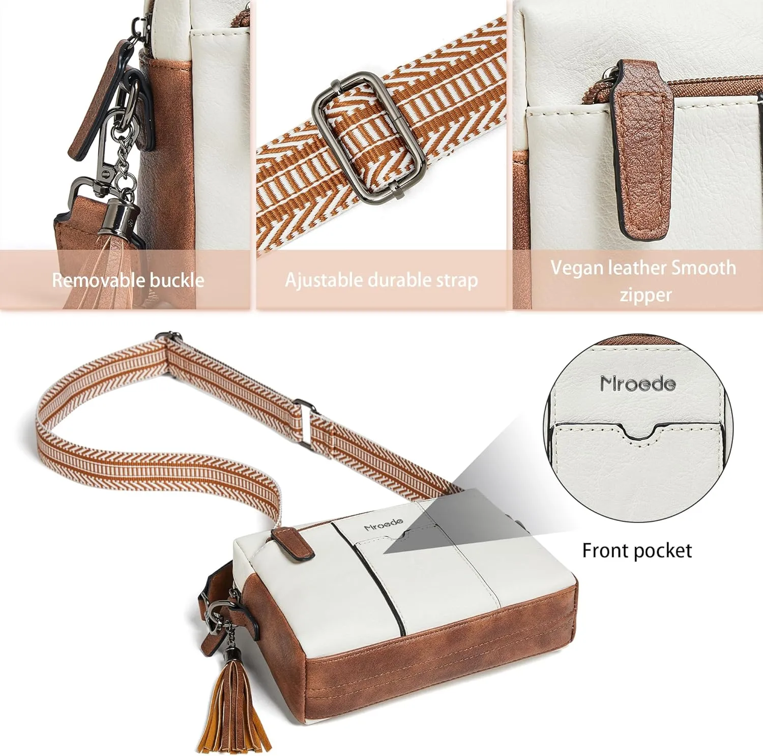 Quilted Crossbody Bags for Women 3-Pockets Crossbody Purses Vegan Leather Shoulder Handbags with Wide Strap
