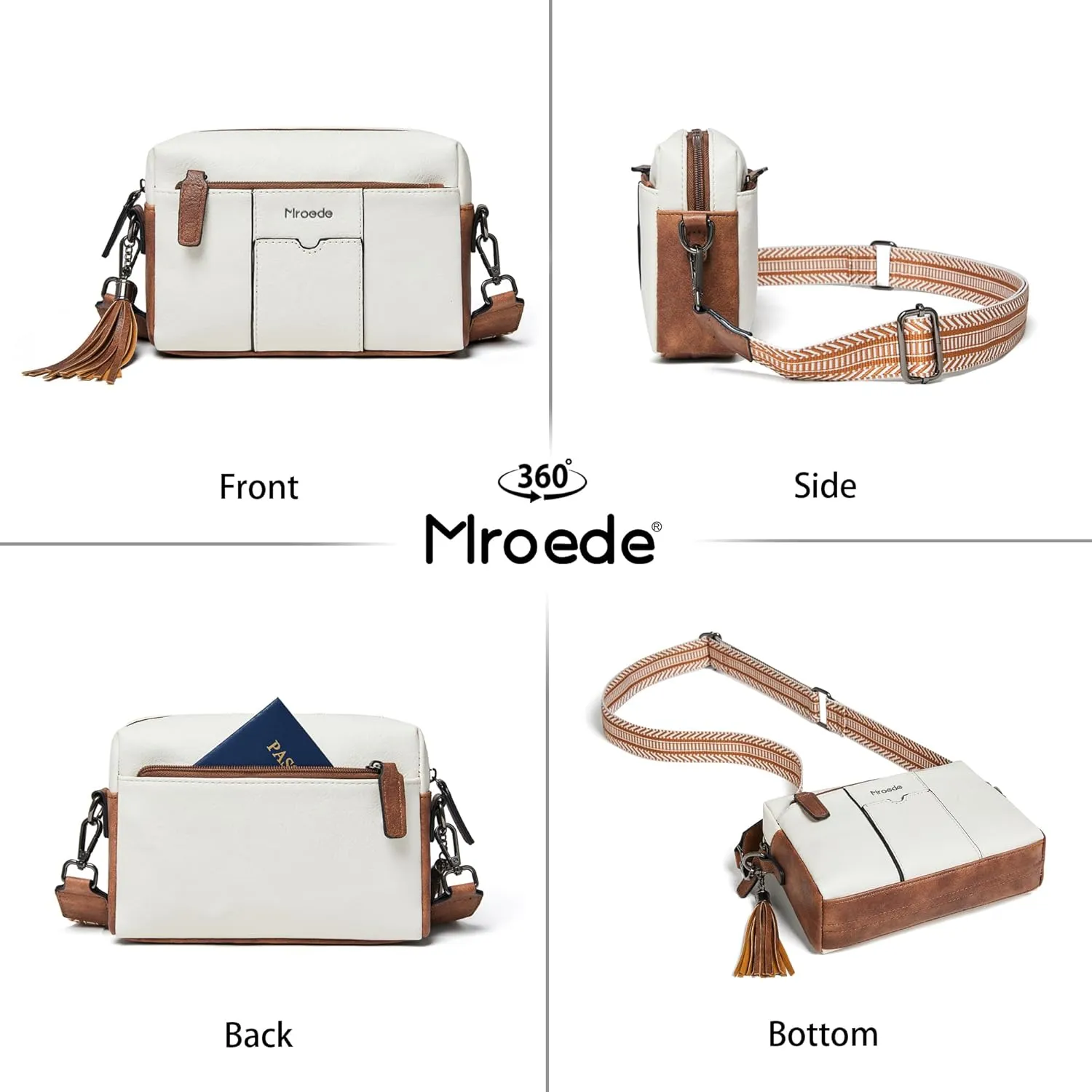 Quilted Crossbody Bags for Women 3-Pockets Crossbody Purses Vegan Leather Shoulder Handbags with Wide Strap