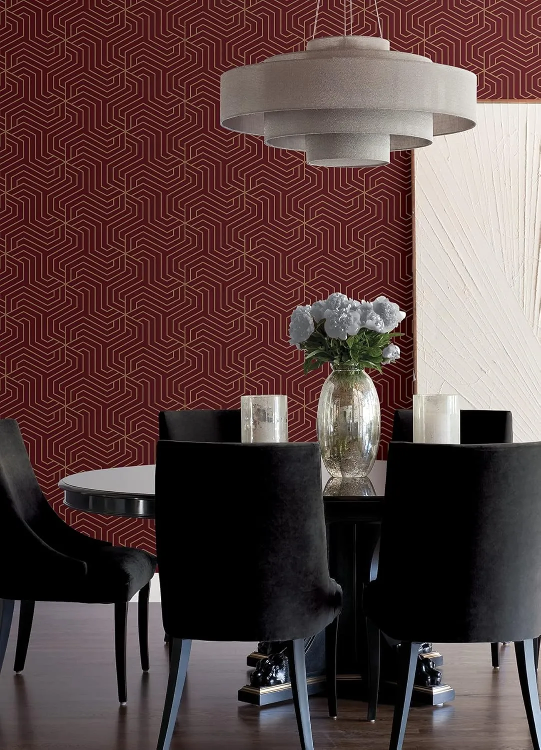 Rachel Zoe Burgundy Ramsey Peel & Stick Wallpaper,Red