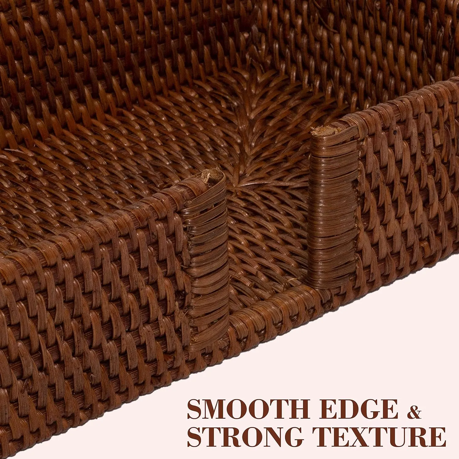 Rattan Guest Towel Holder For Bathroom Towel Caddy Rectangular Napkin Tray 9.4 X 5.9 X 2.4 Inches Wicker Toilet Tank Basket Tissue Paper Hand Towels Storage Countertop (Guest Towel, Dark Brown)