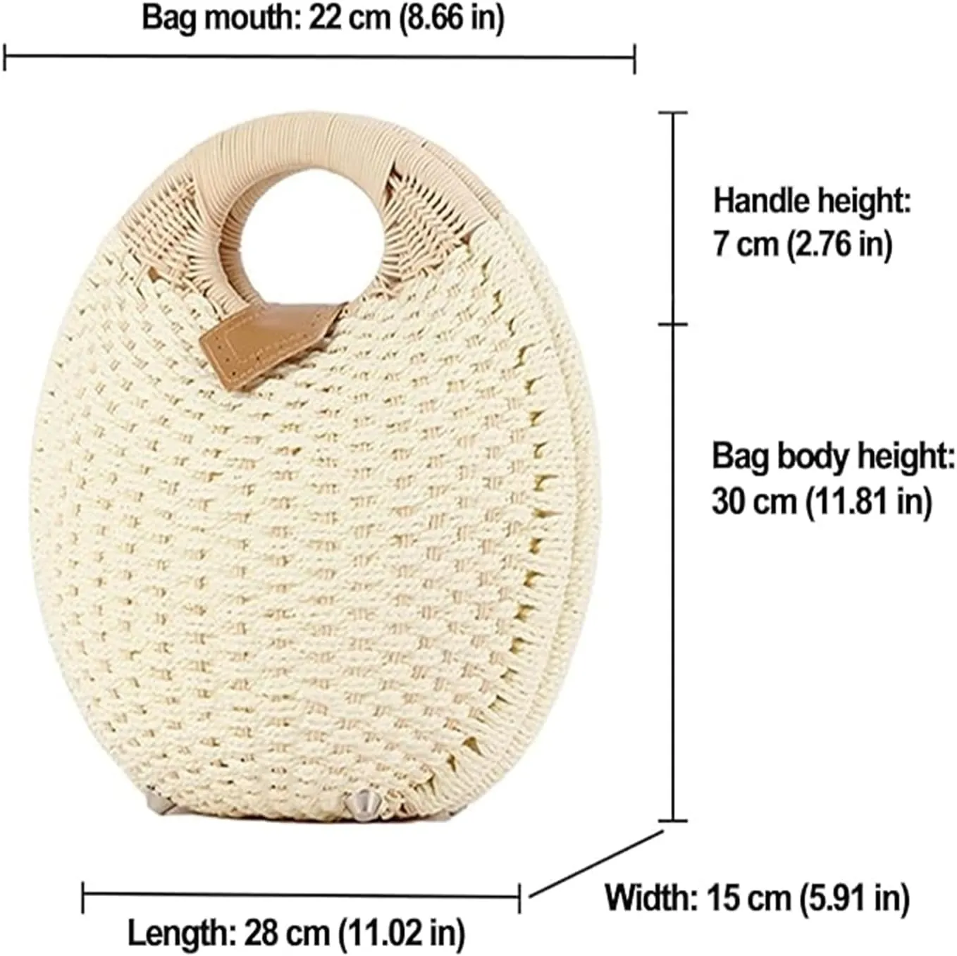 Rattan Handbags for women, Handwoven Straw Bag, Summer Beach Rattan Tote Bag, Round Handle Ring Purses, Retro Woven Shell Bag
