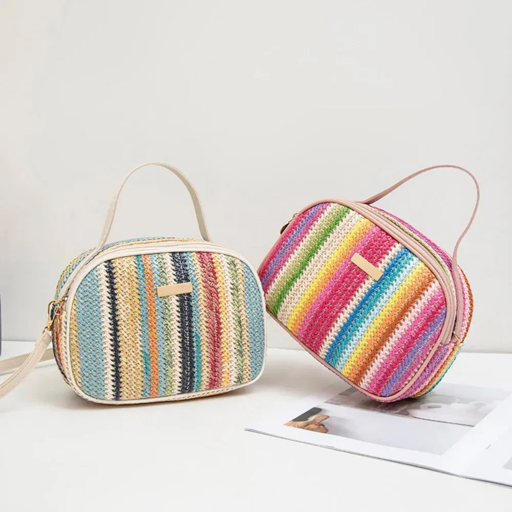 Rattan Knitting Women Straw Bag Beach Summer Chain Small Purse and Handbag Female Shoulder Crossbody Bags Travel Design Flap Bag