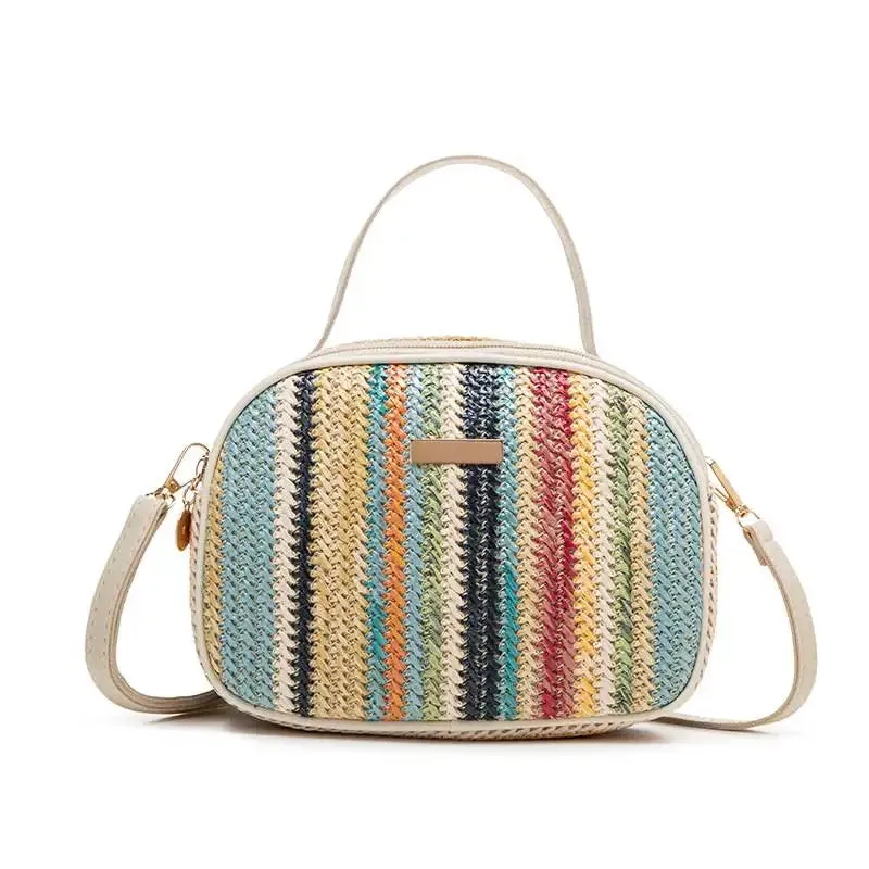 Rattan Knitting Women Straw Bag Beach Summer Chain Small Purse and Handbag Female Shoulder Crossbody Bags Travel Design Flap Bag