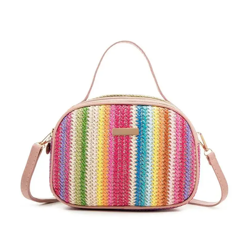 Rattan Knitting Women Straw Bag Beach Summer Chain Small Purse and Handbag Female Shoulder Crossbody Bags Travel Design Flap Bag