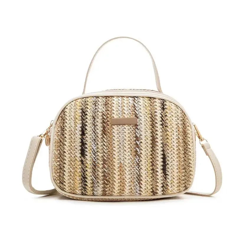Rattan Knitting Women Straw Bag Beach Summer Chain Small Purse and Handbag Female Shoulder Crossbody Bags Travel Design Flap Bag